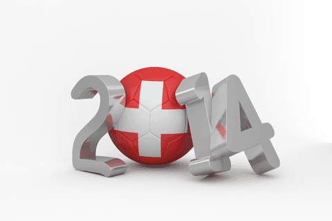 Transparent design soccer concept with 2014 text and flag