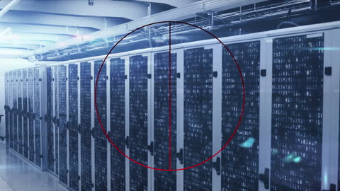 Digital Data Circulation Around High-Tech Server Room