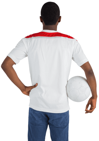 Transparent View of Man in White Jersey Holding Soccer Ball