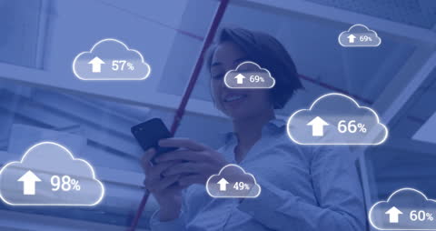 Digital Success: Businesswoman Engaging with Cloud Network