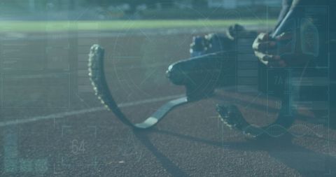 Digital Data Overlay with Paralympic Runner on Track - Download Free Stock Images Pikwizard.com