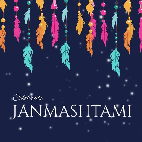 janmashtami celebration background with colorful feathers - Download Free Stock Templates Pikwizard.com
