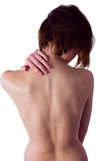 Nude Woman With Neck Pain Transparent Image Isolated On White Background - Download Free Stock Videos Pikwizard.com