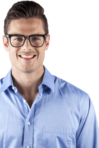 Transparent Portrait Smiling Man Wearing Glasses and Blue Shirt - Download Free Stock Videos Pikwizard.com