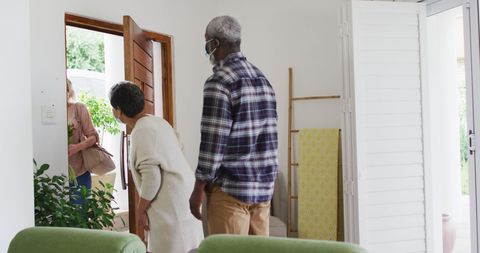 Senior Couples Socializing During Pandemic Safety