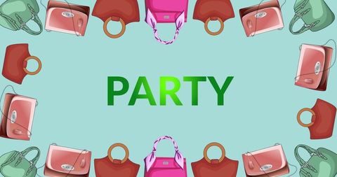 Party Celebration with Fashion Bags on Blue Background