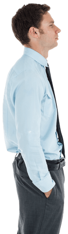 Serious Businessman with Hand in Pocket on Transparent Background