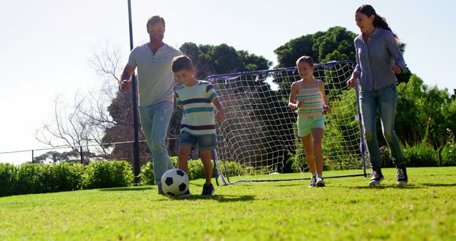 Family Enjoying Outdoor Soccer Game in Park - Download Free Stock Images Pikwizard.com