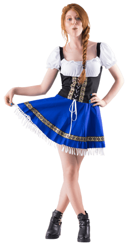 Caucasian woman in traditional septemberfest outfit on transparent background