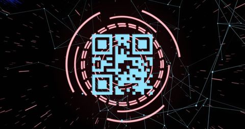 Futuristic QR Code with Neon Lines and Digital Grid - Download Free Stock Images Pikwizard.com