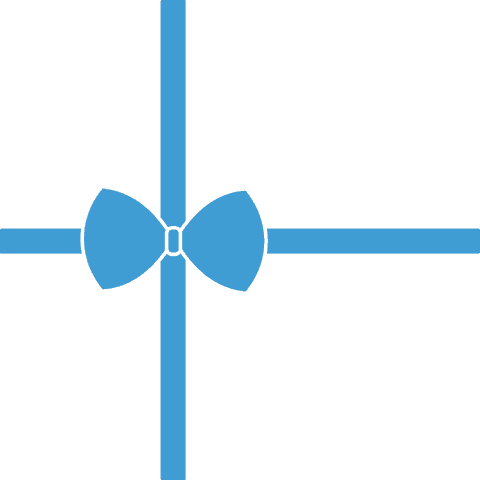 Simple blue ribbon and bow on transparent background