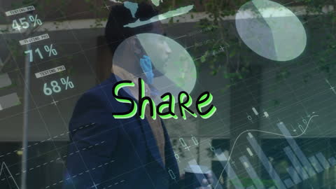 Businessman Interaction with Data Analytics in Urban Environment