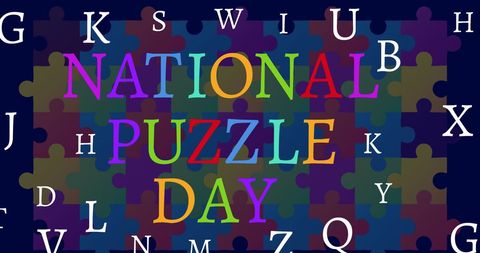 Colorful National Puzzle Day Letter Design