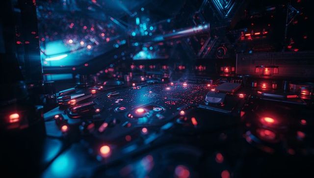 Futuristic Cybernetic Control Surface with LED and Circuitry