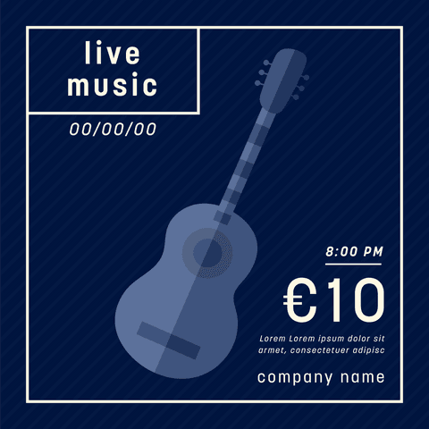 transparent live music poster with guitar and event details - Download Free Stock Videos Pikwizard.com