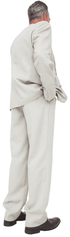Back View of Senior Businessman on Transparent Background