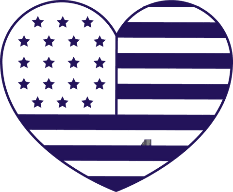 Stylized patriotic heart with stars and stripes on transparent background