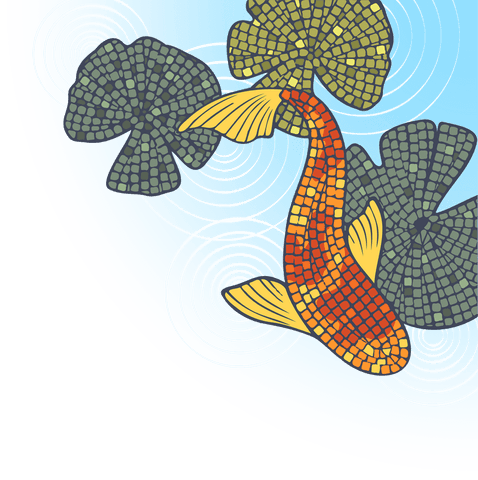 mosaic-style koi fish swimming in tranquil water with transparent ripples - Download Free Stock Videos Pikwizard.com
