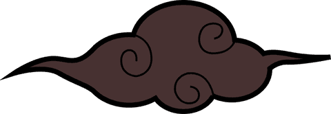 Stylized brown cloud icon with spiral motifs on transparent background