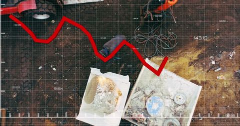 Symbolic financial decline over junkyard