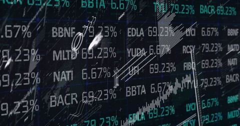 Futuristic Stock Market Dashboard with Digital Overlay