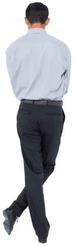 Back View of Caucasian Businessman Standing on Transparent Background