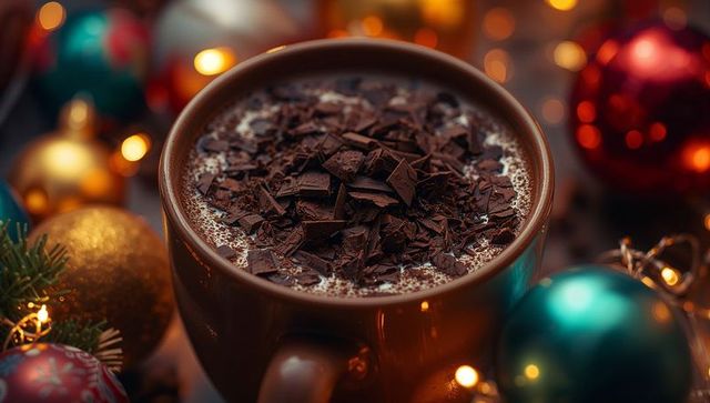 Cozy Hot Cocoa Amid Festive Holiday Decor