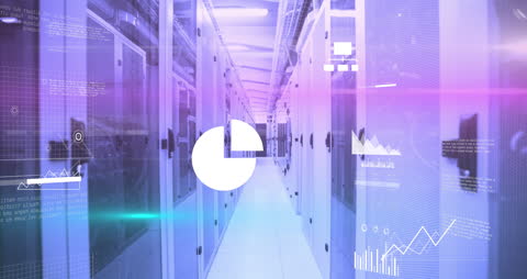 Data Processing Servers with Digital Interface Animation Concept
