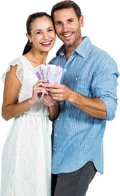 Transparent happy couple holding money, excited financial achievement - Download Free Stock Videos Pikwizard.com