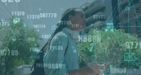 Tech-Savvy Man Interacting with Digital Network Overlays