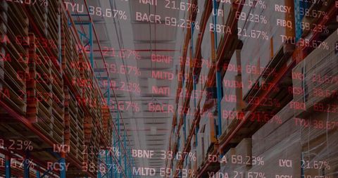 Empty Warehouse with Digital Stock Market Overlay - Download Free Stock Images Pikwizard.com