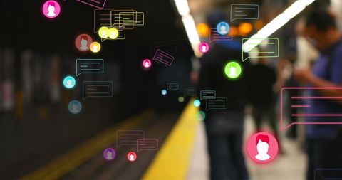 Digital Social Media Reactions at Train Station - Download Free Stock Images Pikwizard.com