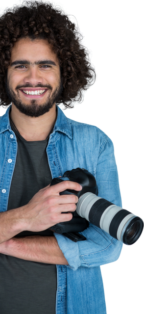 Happy Man with Camera in Transparent Background - Download Free Stock Videos Pikwizard.com