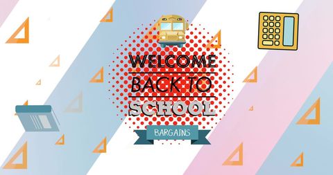 Welcome back to school sale with school supply icons