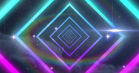 Neon Geometrical Shapes Over Glowing Stars - Download Free Stock Images Pikwizard.com