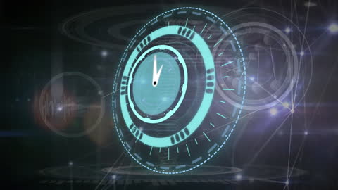 Futuristic Digital Clock with DNA Sequence and Network Connections