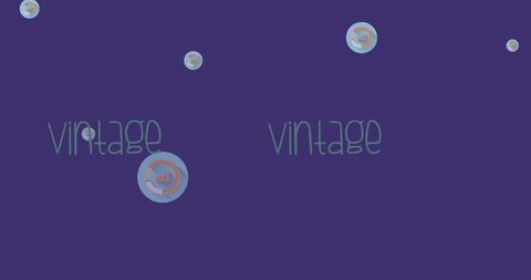 Retro text with data visualization icons on purple background