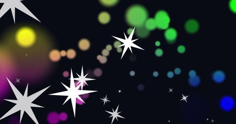 Festive Dots and Stars on Black Background Design