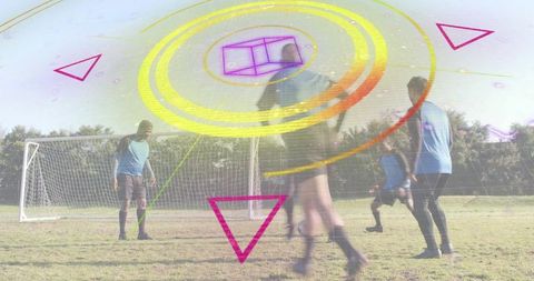 Amateur soccer team training using augmented reality overlays on outdoor field