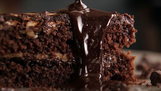 Chocolate Ganache Cascading Over Layered Chocolate Cake
