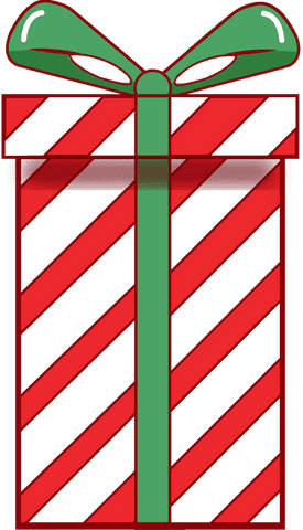 Tall Festive Gift Box with Green Ribbon on Transparent Background