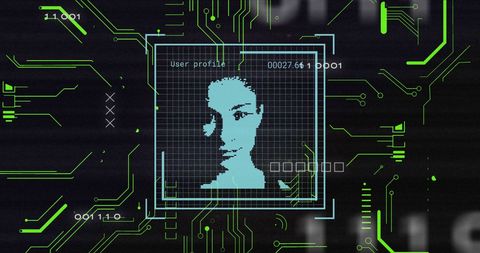 Digital Face Recognition Interface on Modern Circuitboard - Download Free Stock Images Pikwizard.com