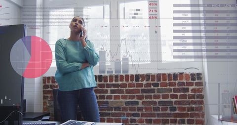Focused Businesswoman Engaging in Financial Analysis via Smartphone