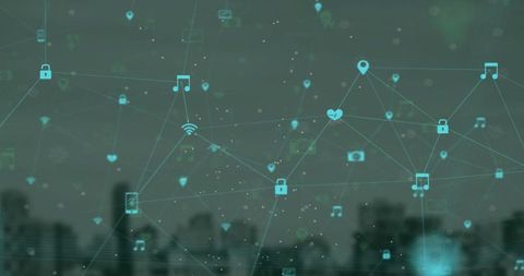 Digital Connectivity Network Overlay on Cityscape - Download Free Stock Images Pikwizard.com
