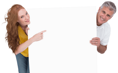 Smiling Couple Holding Blank Transparent Poster - Download Free Stock Videos Pikwizard.com