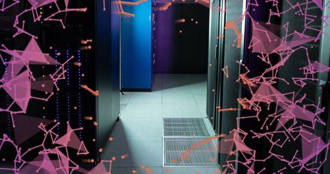 Networking Plexus Overlay in Modern Data Center Corridor - Download Free Stock Images Pikwizard.com