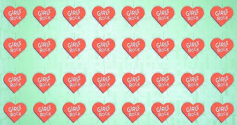 Girls Rock Heart Pattern Background Celebrating Female Empowerment