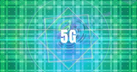 Digital 5g technology concept with geometric patterns
