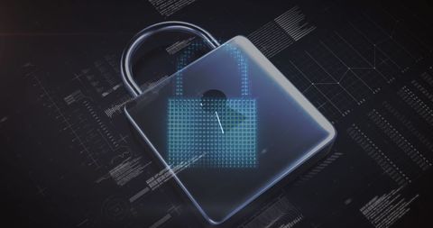 Digital Security Padlock Illustration on Black Background - Download Free Stock Images Pikwizard.com