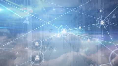 Digital Network Connections over a Clouded Cityscape